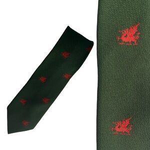 Vintage Atkinsons Silk Poplin Tie Made in Ireland Silk Wool Green Dragon
